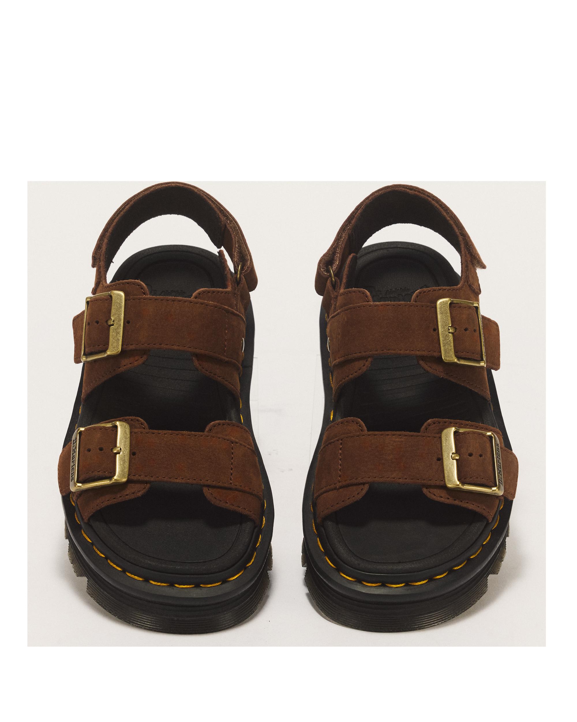 Sandalias con plataforma Zebzag de nubuck Sepia Brown de Dr. Martens - vista superior del par