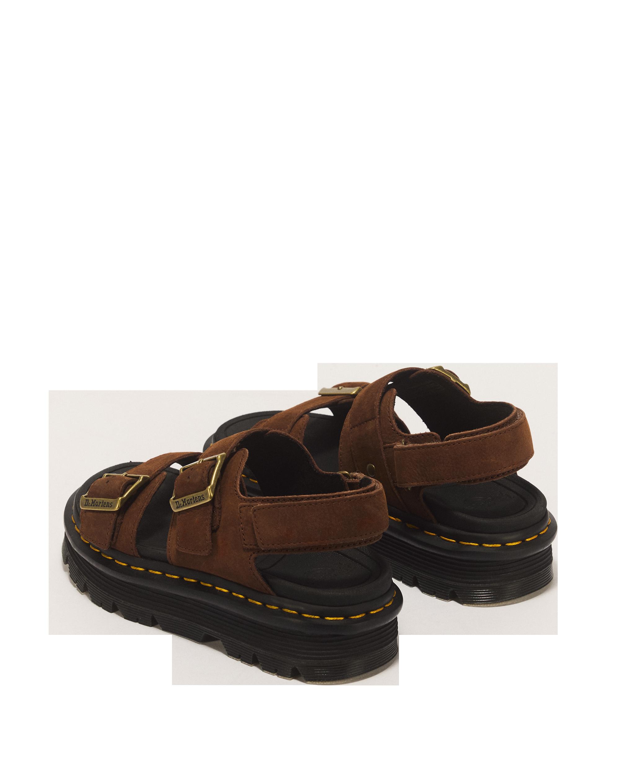 Sandalias con plataforma Zebzag de nubuck Sepia Brown de Dr. Martens - vista trasera