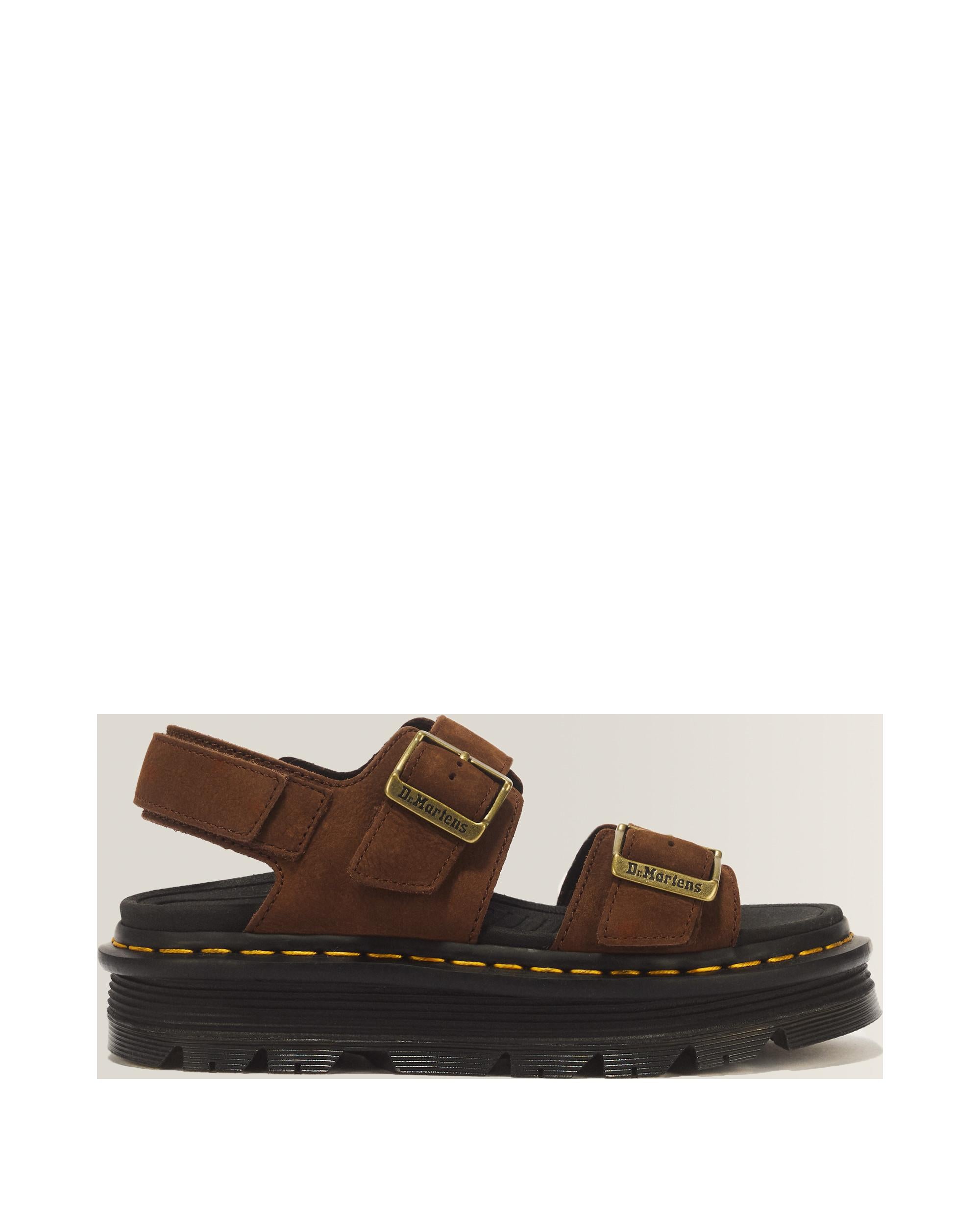 Sandalias con plataforma Zebzag de nubuck Sepia Brown de Dr. Martens